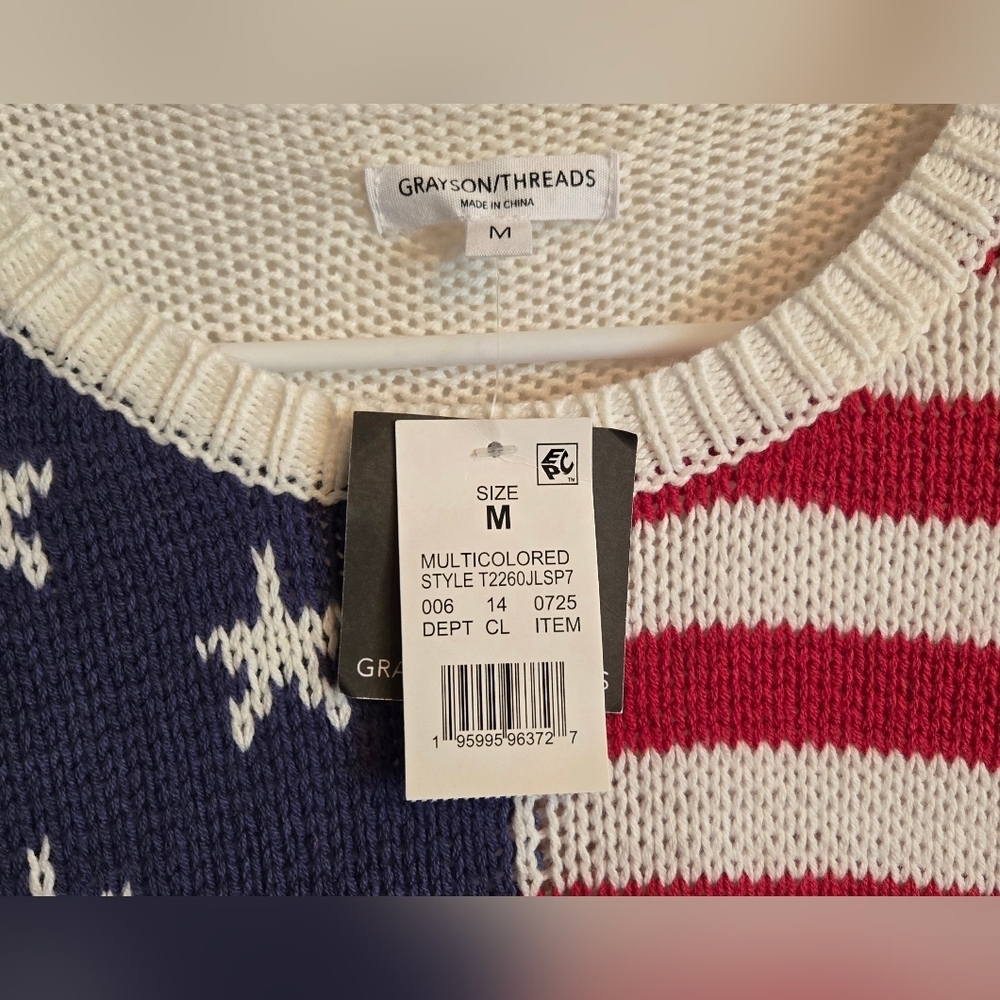 NWT | Grayson Threads | American Flag Knit Striped Sweater | Size: Medium - Picture 8 of 15